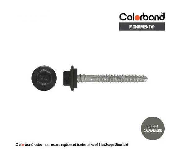 Self Drilling Galvanised Tornado Roofing Neoprene Washer Screw 12g x Length and Quantity - Painted Head Options