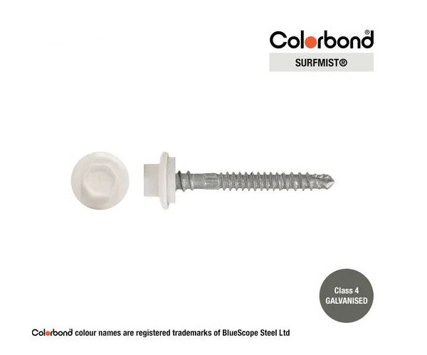 Self Drilling Galvanised Tornado Roofing Neoprene Washer Screw 12g x Length and Quantity - Painted Head Options