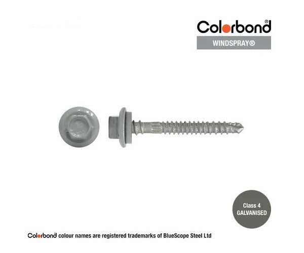 Self Drilling Galvanised Tornado Roofing Neoprene Washer Screw 12g x Length and Quantity - Painted Head Options