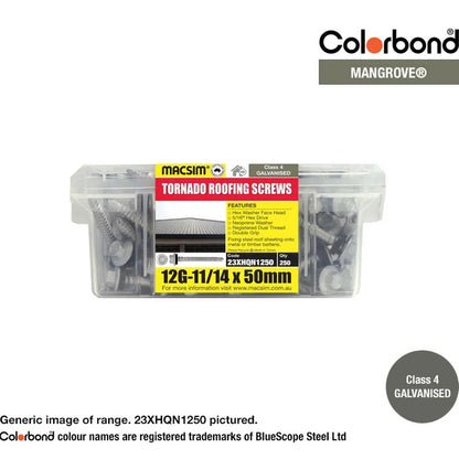 Self Drilling Galvanised Tornado Roofing Neoprene Washer Screw 12g x Length and Quantity - Painted Head Options