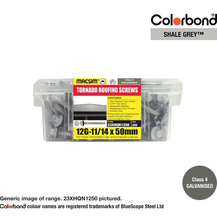 Self Drilling Galvanised Tornado Roofing Neoprene Washer Screw 12g x Length and Quantity - Painted Head Options
