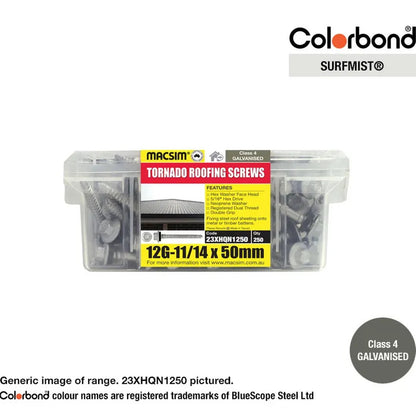 Self Drilling Galvanised Tornado Roofing Neoprene Washer Screw 12g x Length and Quantity - Painted Head Options