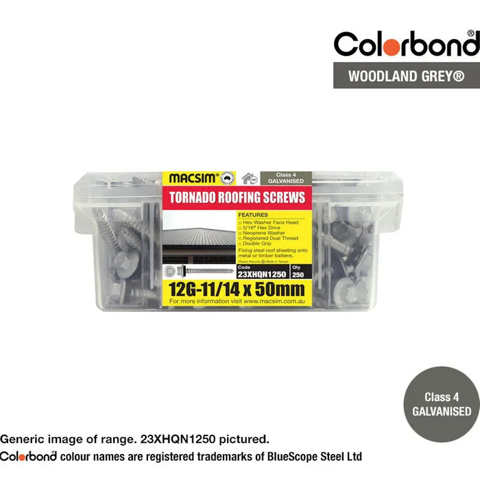 Self Drilling Galvanised Tornado Roofing Neoprene Washer Screw 12g x Length and Quantity - Painted Head Options