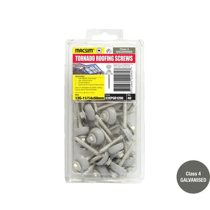 Self Drilling Galvanised Tornado Roofing Screw + Dome Washer 12g x 50mm