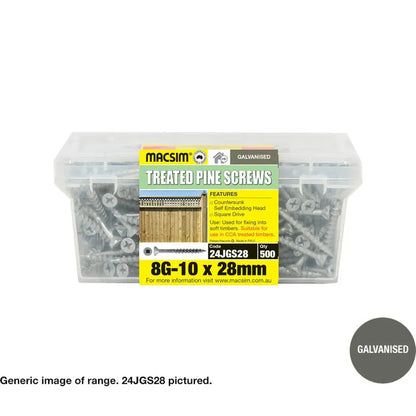 Macsim Chipboard Screws (Square Drive) Galvanised - Various Sizes & Quantities
