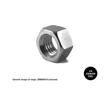 Hex Nuts 316 Stainless Steel - Various Sizes and Box Quantities
