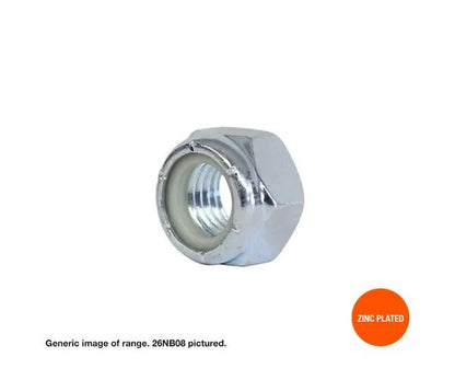 Hex Nylock Zinc Nuts Imperial Sizes - Box of 100