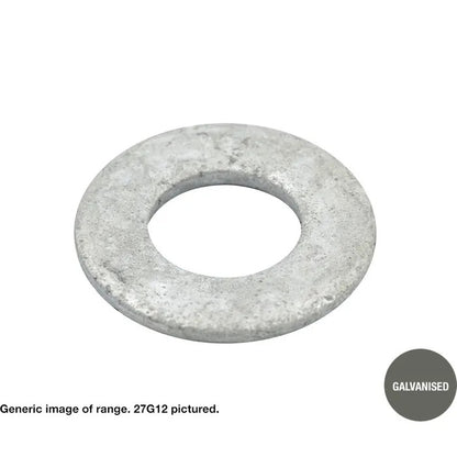 Heavy Duty Galvanised Flat Round Washer - Various Metric Dimensions and Quantities