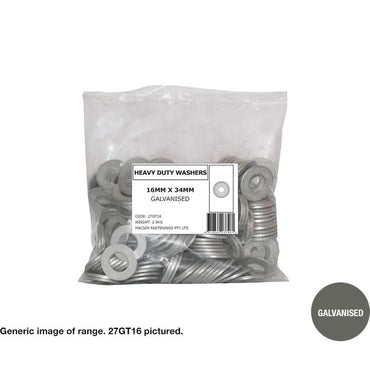 Heavy Duty Galvanised Flat Round Washer - Various Metric Dimensions and Quantities