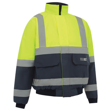 Hi Vis 2 Tone Wet Weather Bomber Taped Jacket - 2 Colour Options in Various Sizes
