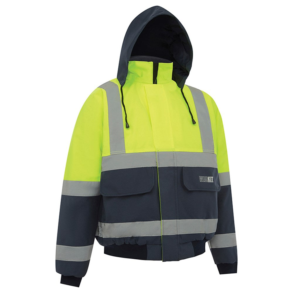 Hi Vis 2 Tone Wet Weather Bomber Taped Jacket - 2 Colour Options in Various Sizes