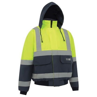 Hi Vis 2 Tone Wet Weather Bomber Taped Jacket - 2 Colour Options in Various Sizes