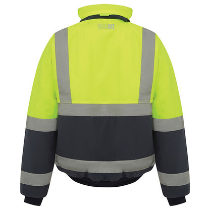 Hi Vis 2 Tone Wet Weather Bomber Taped Jacket - 2 Colour Options in Various Sizes