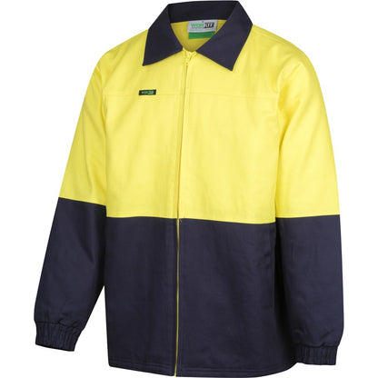 Hi Vis Cotton Drill Yellow & Navy Jacket - Various Sizes