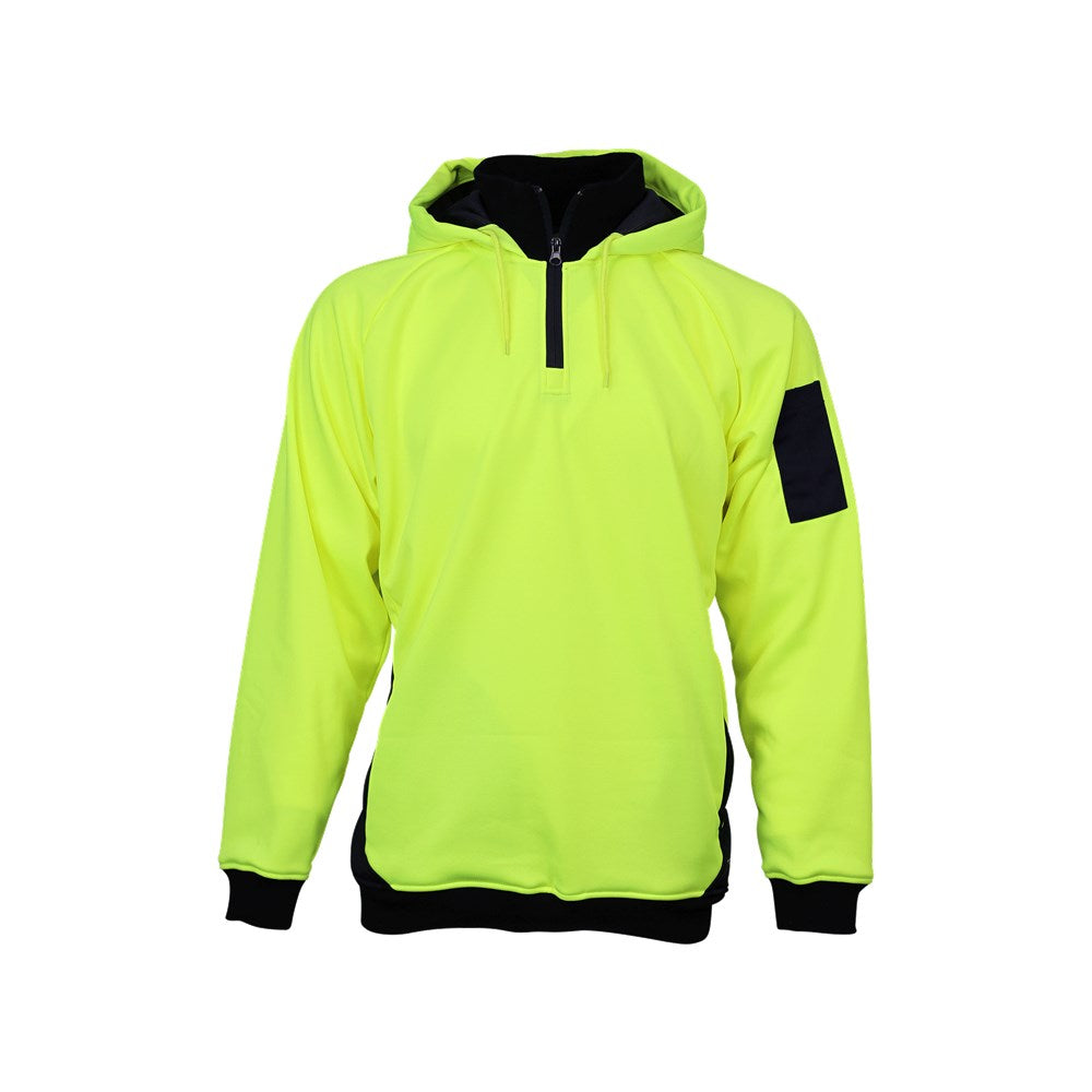 Hi Vis 2 Tone 1/4 Zip Tech Fleece Hoodie - 2 Colour Options in Various Sizes
