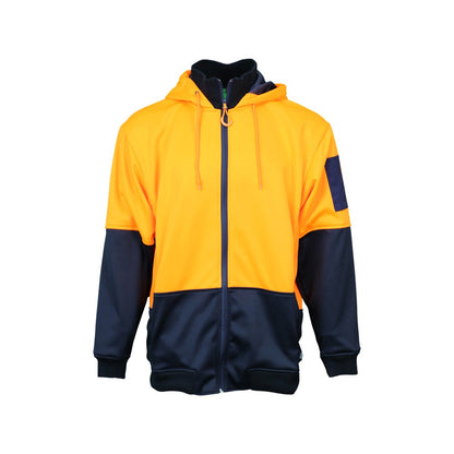 Hi-Vis 2 Tone Full Zip Tech Fleece Hoodie-Orange & Navy in Various Sizes