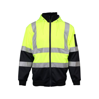 Hi Vis 2 Tone Full Zip Tech Fleece Taped Hoodie - 2 Colour Options in Various Sizes