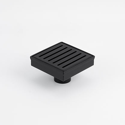 Radiant Matt Black Square Slotted Floor Grate 100mm x 100mm in 2 Outlet Sizes