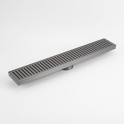 Radiant Gun Metal Grey Linear Slotted Floor Grate 100mm - in Various Lengths x 74mm Outlet