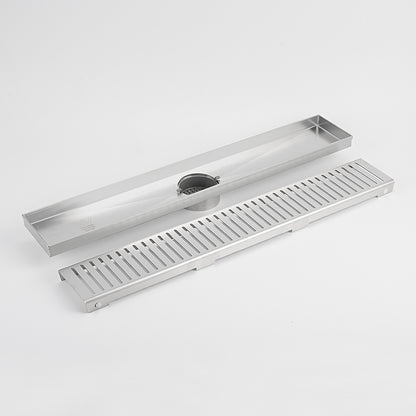 Radiant Brushed Satin Linear Slotted Floor Grate 100mm x Various Lengths in 3 Outlet Sizes