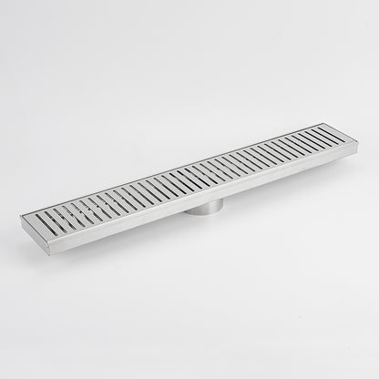 Radiant Brushed Satin Linear Slotted Floor Grate 100mm x Various Lengths in 3 Outlet Sizes
