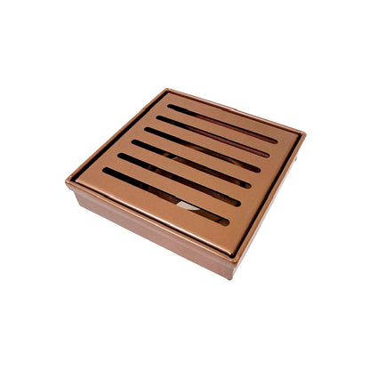 Radiant Brushed Bronze Square Slotted Floor Grate 100mm x 100mm in 2 Outlet Sizes