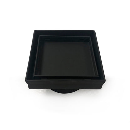 Radiant Matt Black 316 Stainless Steel Square Tile Insert Shower Grate - 2 Outlet Sizes