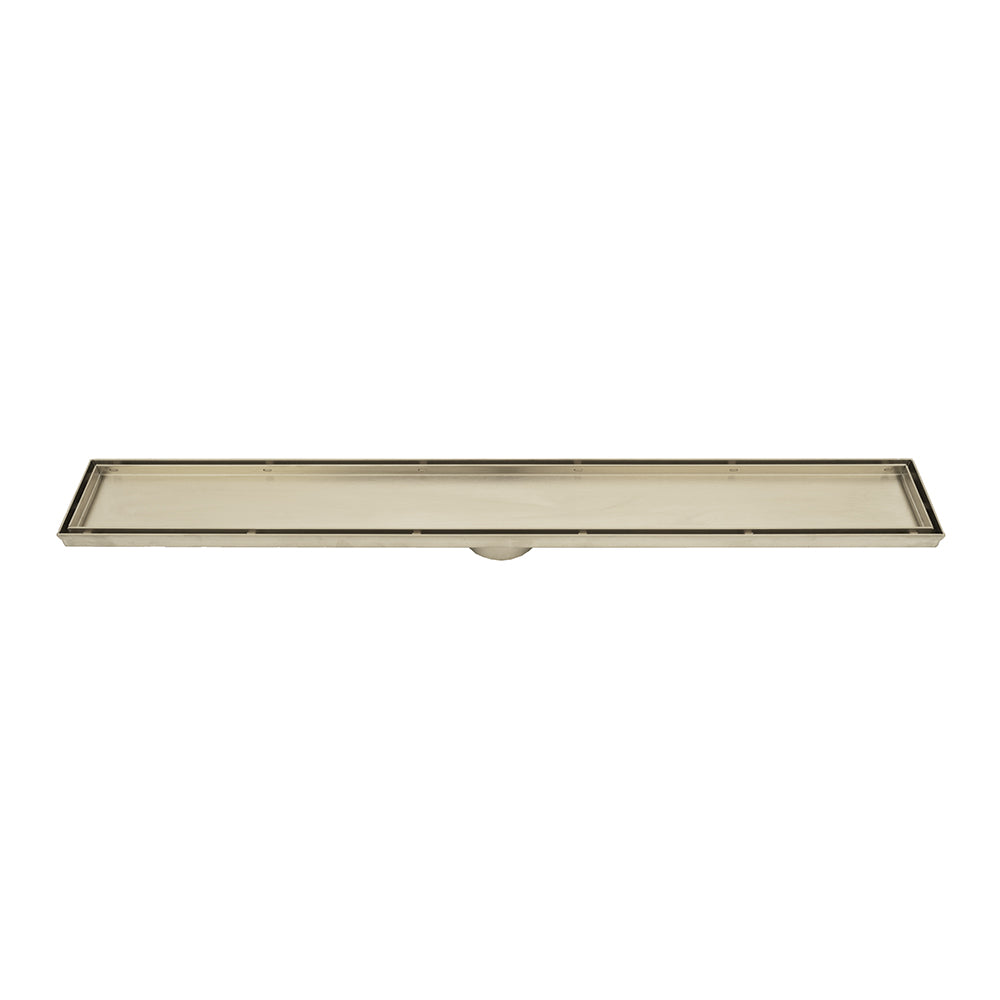 Radiant Warm Brushed Nickel Linear Tile Insert Shower Grate - Various Length Options in 74mm Outlet