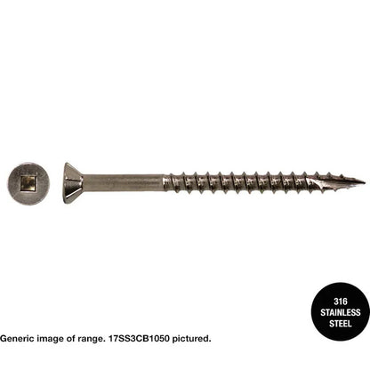 Macsim Type 17 Decking Screws (Square Drive) 316 Stainless Steel - Various Sizes & Quantities