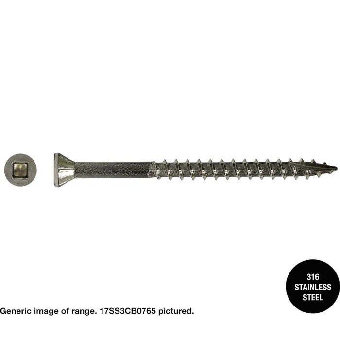 Macsim Type 17 TRIM Head Decking Screws (Square Drive) 316 Stainless Steel - Various Sizes and Quantities