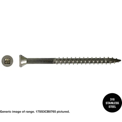 Macsim Type 17 TRIM Head Decking Screws (Square Drive) 316 Stainless Steel - Various Sizes and Quantities