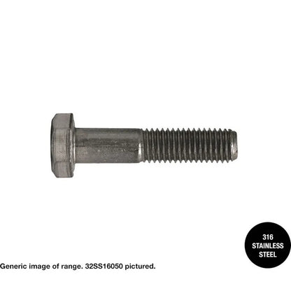 Hex Bolt 316 Stainless Steel Diameter x Length in Various Box Quantities