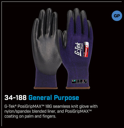 G-Tek Posigripmax 18G GP Gloves - 12 Pairs in 7 Size Options