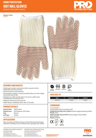 Pro Choice Hot Mill Gloves one size 12 Pairs