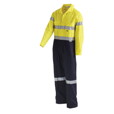 Hi Vis 2-Tone Regular Weight Taped Coverall with Metal Press Studs - 2 Colour Options in Various Sizes