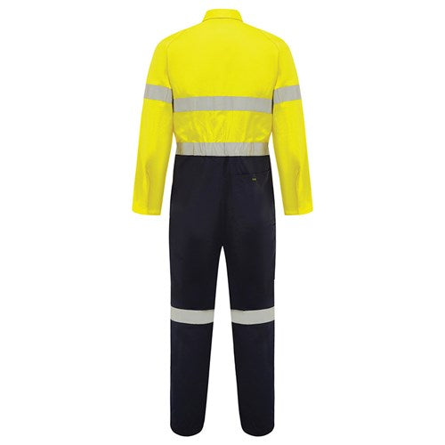 Hi Vis 2-Tone Regular Weight Taped Coverall with Metal Press Studs - 2 Colour Options in Various Sizes