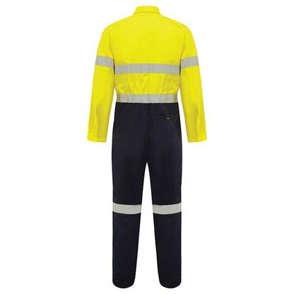 Hi Vis 2-Tone Regular Weight Taped Coverall with Metal Press Studs - 2 Colour Options in Various Sizes