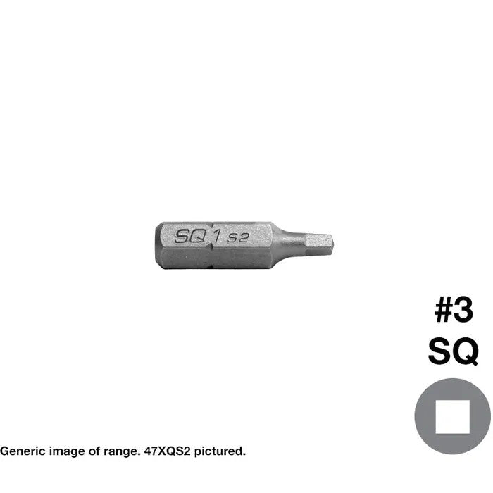 Square Drive Screwdriver Insert Bits - Various Sizes and Pack Quantities