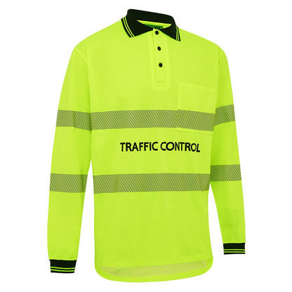 Hi Vis Traffic Control Long Sleeve Poly Cotton Polo Shirt - 2 Colour Options in Various Sizes