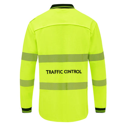 Hi Vis Traffic Control Long Sleeve Poly Cotton Polo Shirt - 2 Colour Options in Various Sizes