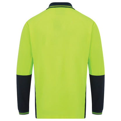 Hi Vis Long Sleeve Poly Cotton Polo Shirt - 2 Colour Options in Various Sizes