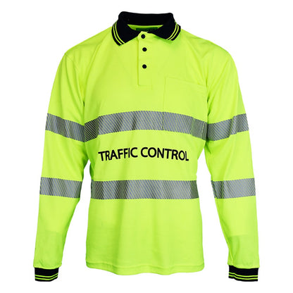 Hi Vis Traffic Control Long Sleeve Poly Cotton Polo Shirt - 2 Colour Options in Various Sizes