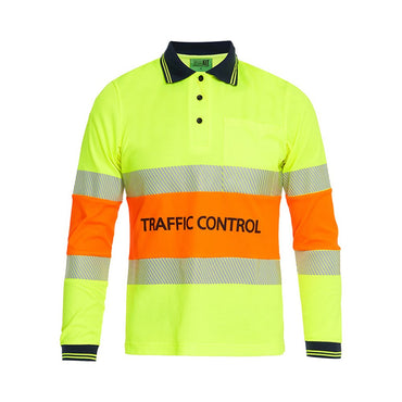 Womens Traffic Control Hi-Vis Long Sleeve Poly/Cotton Taped Polo Shirt - 2 Colour Options in Various Sizes