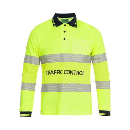 Womens Traffic Control Hi-Vis Long Sleeve Poly/Cotton Taped Polo Shirt - 2 Colour Options in Various Sizes