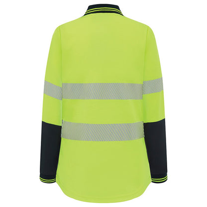 Womens Long Sleeve Hi Vis Poly Cotton Taped Polo Shirt - 2 Colour Options in Various Sizes
