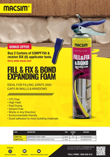 Macsim PU Expanding Foam 750ml can - Box of 12
