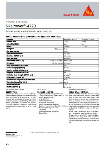 SikaPower 4720 Black 195ml Cartridge - Box of 12
