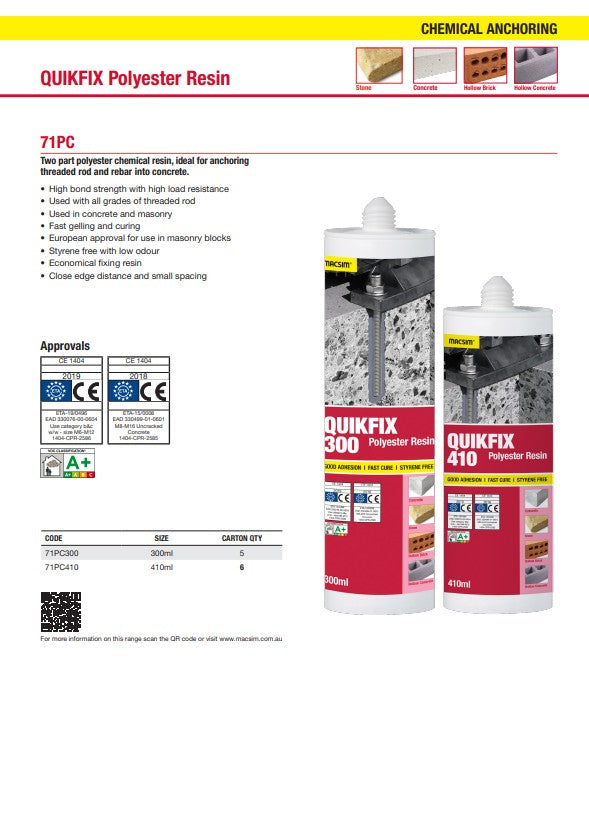 QuickFix Cartridge No Tap - 300ml Box of 12 and 410ml Box of 6 Cartridges
