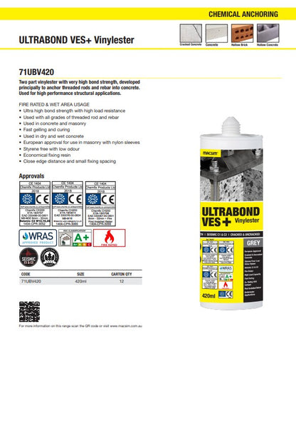 Ultrabond VES+ Injection System Grey 420ml - Box of 12