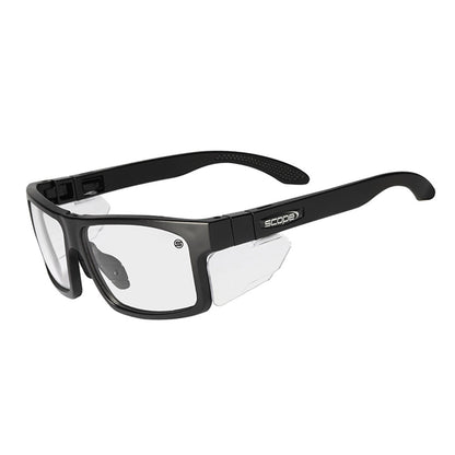 Scope Cross Fit Frozen Black Frame Safety Glasses with X-Fit Temples - 6 Lens Colour Options